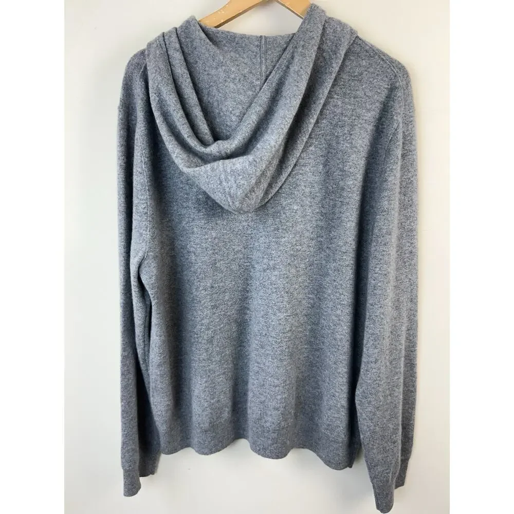 BANANA REPUBLIC Men's 100% Cashmere Gray Hoodie Sweater Pocket Sz XL New